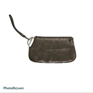 Brown and copper metallic Prüne wristlet